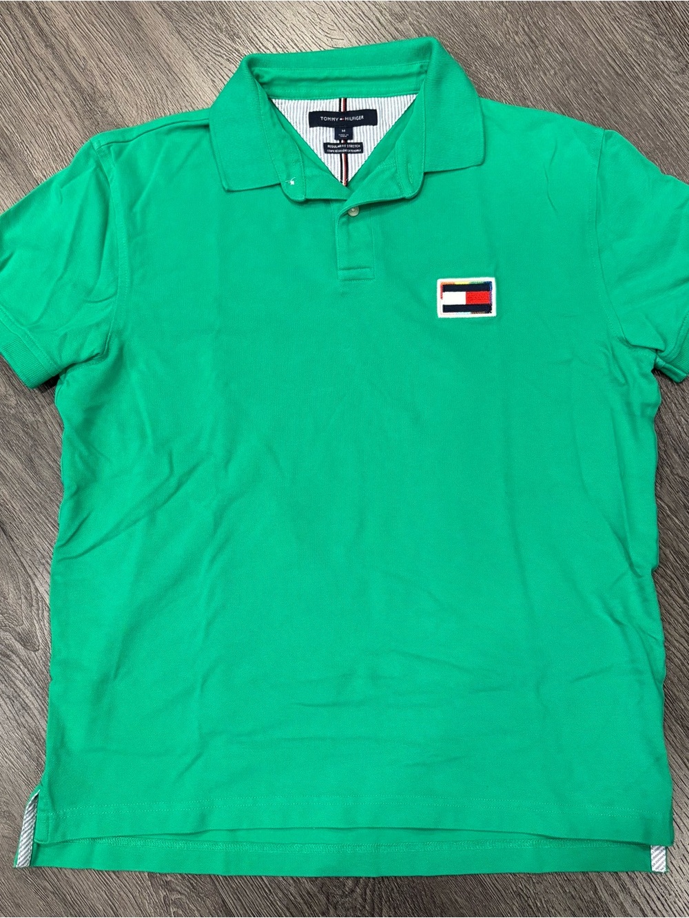 Tommy Hilfiger Pride Flag Rainbow Polo Shirt, Green, LGBTQ, Mens Medium